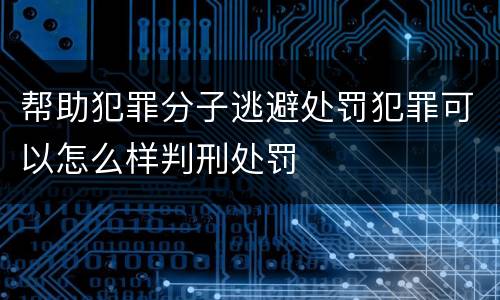 帮助犯罪分子逃避处罚犯罪可以怎么样判刑处罚