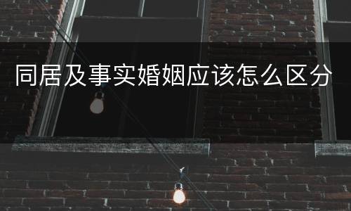 同居及事实婚姻应该怎么区分