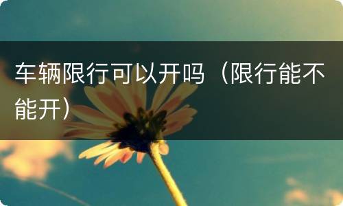 车辆限行可以开吗（限行能不能开）