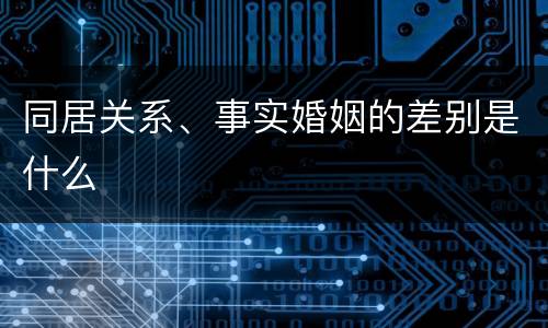 同居关系、事实婚姻的差别是什么