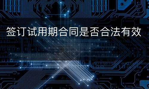 签订试用期合同是否合法有效