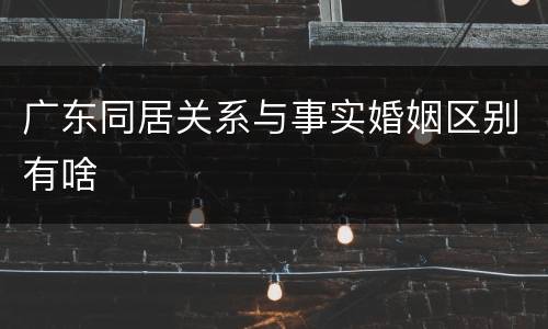 广东同居关系与事实婚姻区别有啥