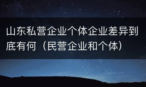 山东私营企业个体企业差异到底有何（民营企业和个体）