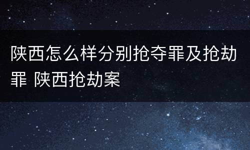 陕西怎么样分别抢夺罪及抢劫罪 陕西抢劫案