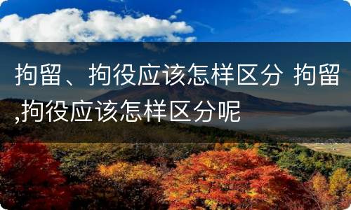 拘留、拘役应该怎样区分 拘留,拘役应该怎样区分呢
