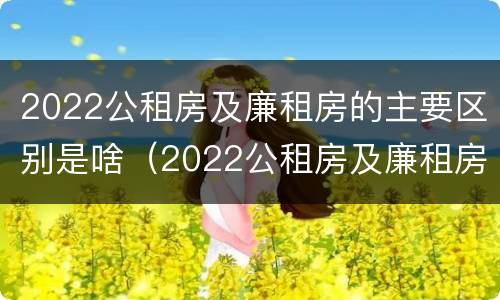 2022公租房及廉租房的主要区别是啥（2022公租房及廉租房的主要区别是啥呢）