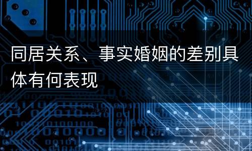 同居关系、事实婚姻的差别具体有何表现