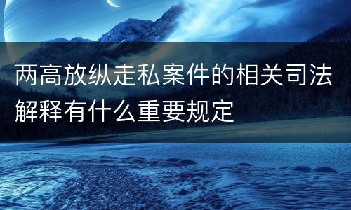 两高放纵走私案件的相关司法解释有什么重要规定