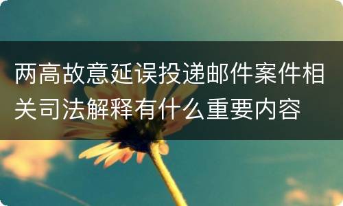 两高故意延误投递邮件案件相关司法解释有什么重要内容