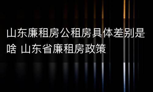 山东廉租房公租房具体差别是啥 山东省廉租房政策