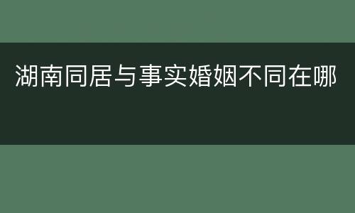 湖南同居与事实婚姻不同在哪