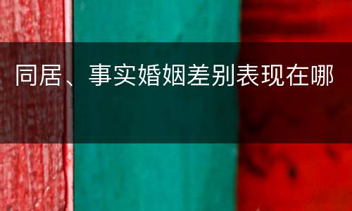 同居、事实婚姻差别表现在哪