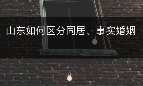 山东如何区分同居、事实婚姻