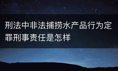 刑法中非法捕捞水产品行为定罪刑事责任是怎样