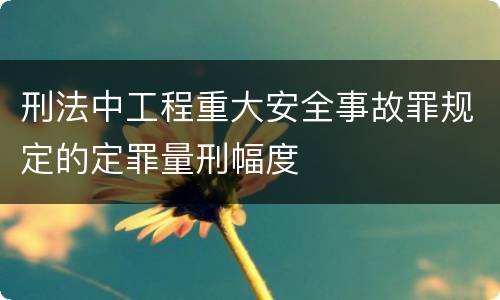 刑法中工程重大安全事故罪规定的定罪量刑幅度