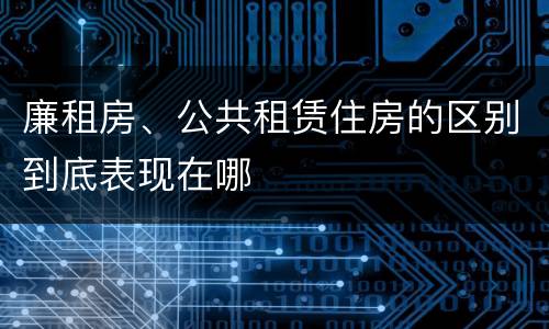 廉租房、公共租赁住房的区别到底表现在哪
