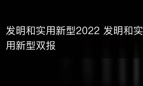发明和实用新型2022 发明和实用新型双报
