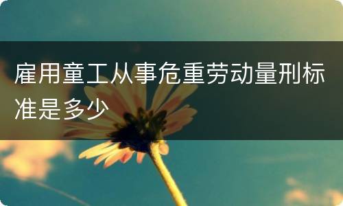 雇用童工从事危重劳动量刑标准是多少