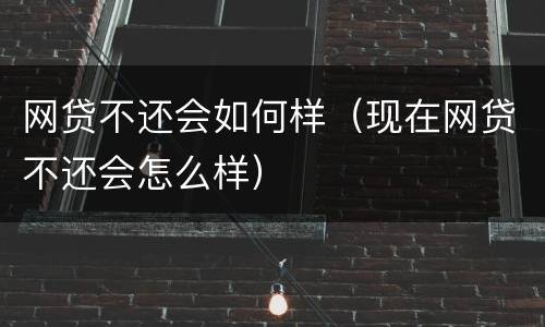 网贷不还会如何样（现在网贷不还会怎么样）