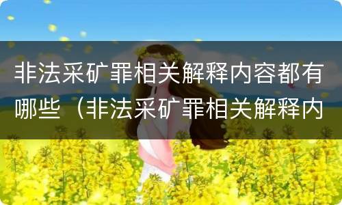 非法采矿罪相关解释内容都有哪些（非法采矿罪相关解释内容都有哪些呢）