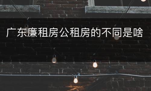 广东廉租房公租房的不同是啥