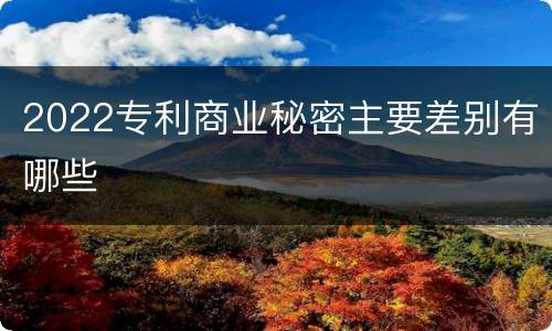 2022专利商业秘密主要差别有哪些