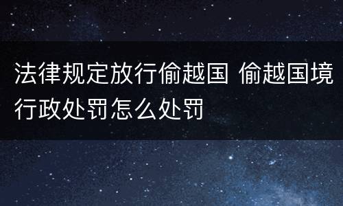 法律规定放行偷越国 偷越国境行政处罚怎么处罚