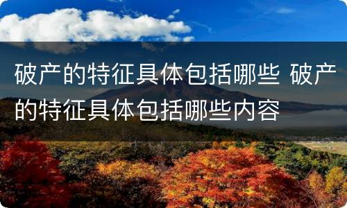 破产的特征具体包括哪些 破产的特征具体包括哪些内容